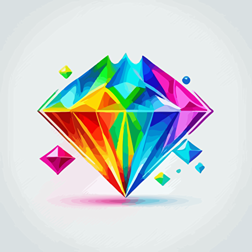 colorful diamond vector logo design, cartoon, icon, background white, 2d line, 2d coloring, 2d shade, 2d