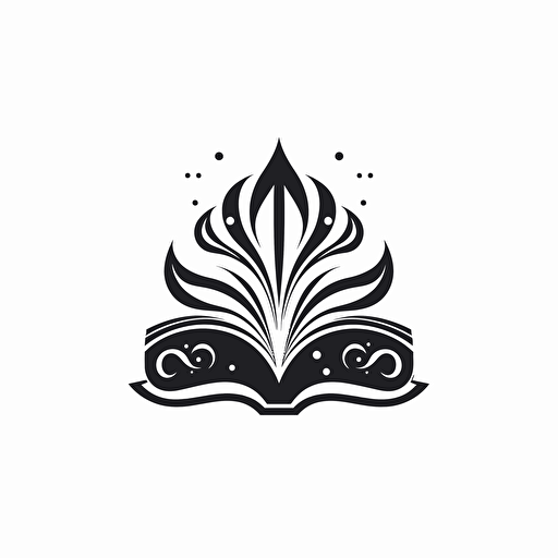 book publisher, modern logo, black and white, white background, flat design, vector