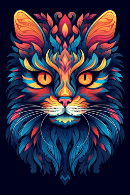 colorful svg vector drawing, a beautiful cat ::3 colorful svg vector drawing, a vase full of flowers