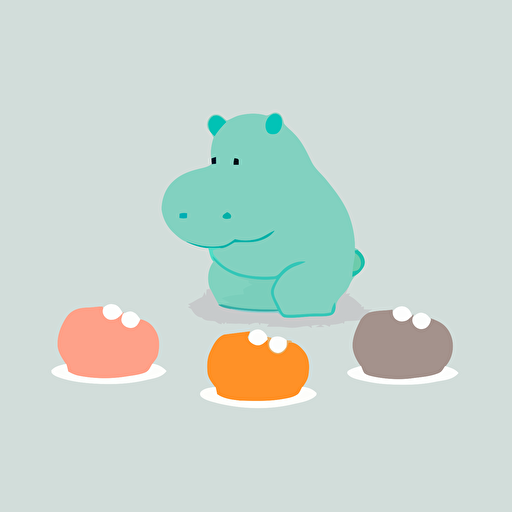 hungr yhungry hippos, vector image, white basckground, minimalist