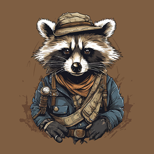 bandit raccoon, logo, 2d art, digital, vector