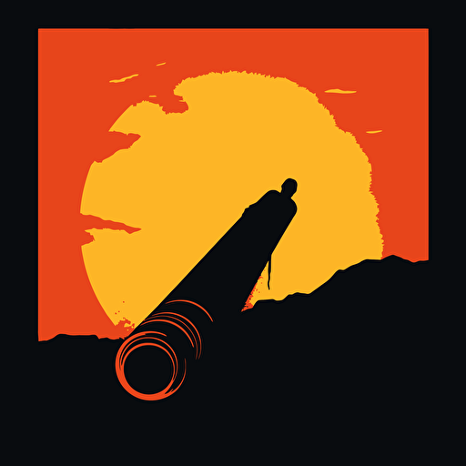 on color vector art silhouette of a smoking bullet casing lying on its side