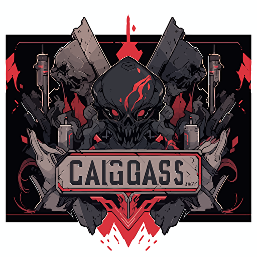 Chaos Agents labs logo, video game company, sharp, vector, red and gray and black, western cyberpunk, creepy