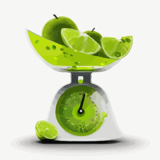 a digital scale , vector, white background, lime green digital background for scale