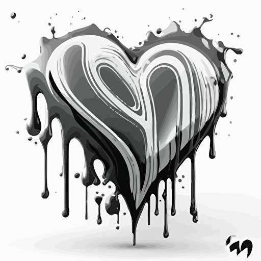 A stilized heart on a white background, vector style in back and white, liquify