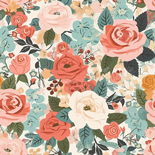 cute flowers roses wedding theme vector seamless pattern