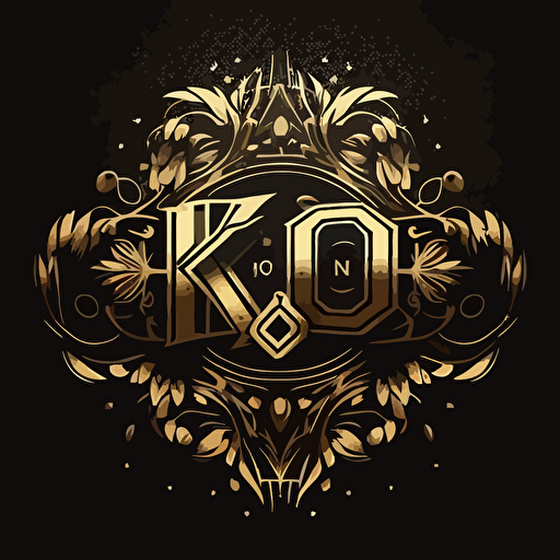 Ko Logo Vector Art, Elite style Golden font
