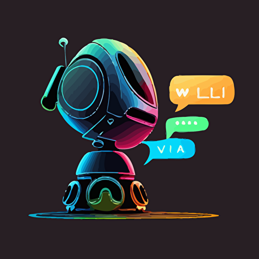 high resolution, telegram ai robot, futuristic, telegram profile pic size, black background, cartoon style, simple, clean, without text, 4 colours, outlined, vector**