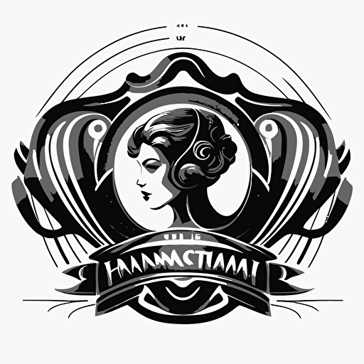 iconic logo symbolising harmony, retro pictorial, black vector on a white background