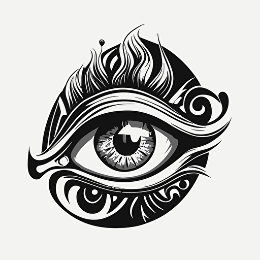y2k style vector, eye of horus, black and white, cartoon, smooth
