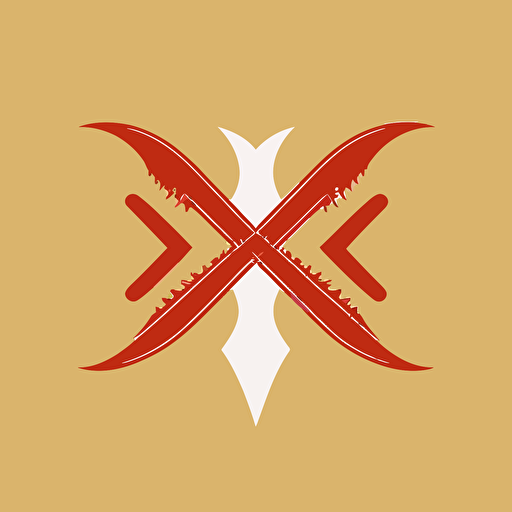 flat vector logo of an X from 2 dragon tails, simple minimal