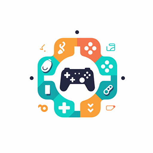 minimalist vector logo of a game company, developing “build and play” games for kids. simple and flat, white background