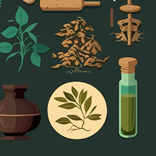 vector elements for herbal medicine, flat