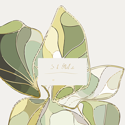 Stained glass petal art details for wedding invitation. Muted colors. Light green, gold, white. Minimalistic. Flat vector illustration. plain white background