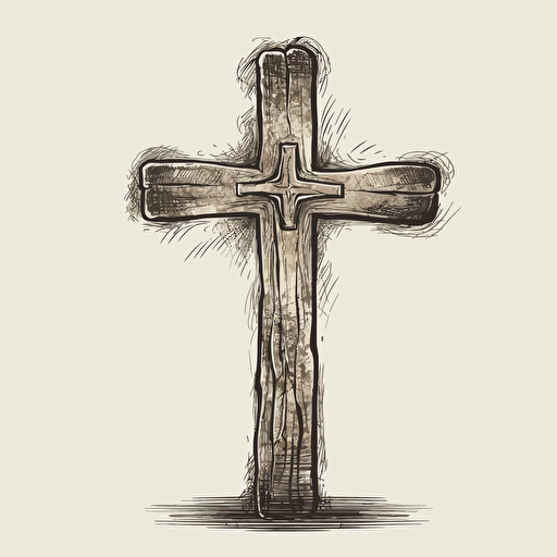 Vector sketch icon, cross, hand drawn, religious