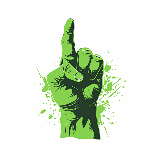 flat design vector art, green revolution hand , artistic, white background