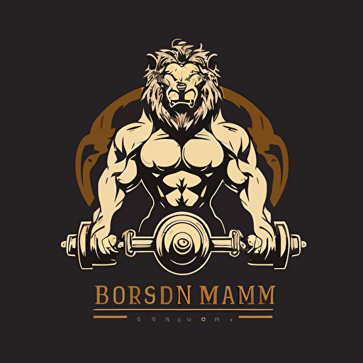 minimalistic vector logo of royal man lion lifting dumbbells