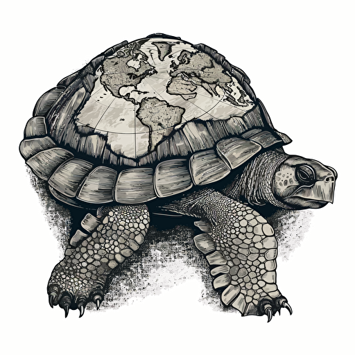 the world turtle, a turtle with a biosphere on its back, highly detailed vector art