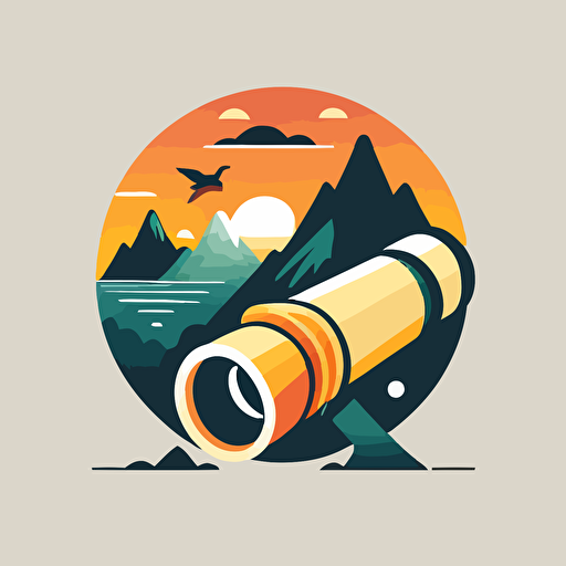 simple flat vector logo of a spyglass mixed with an explorer