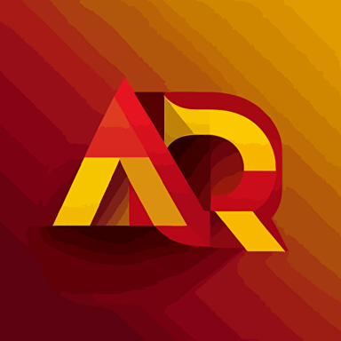 logo combining letter "AICS", fancy, vector, flat 2d, deep red and deep yellow,