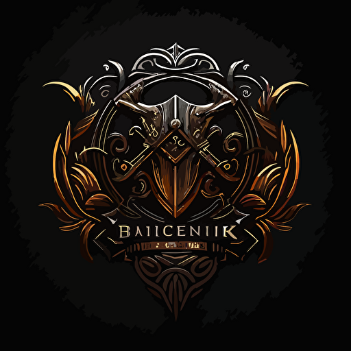 blacksmith logo, minimalistic, vectors, black background, front inox
