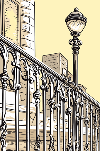 wrought iron railing sketch, vector