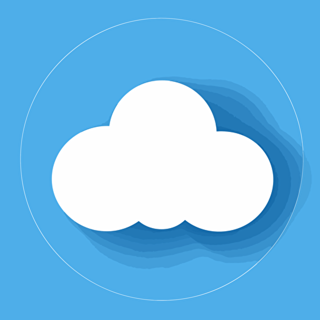 background; minimalist, simple, a single cumulus cloud in bright blue sky, with overlay of vector circle; white stroke, no fill