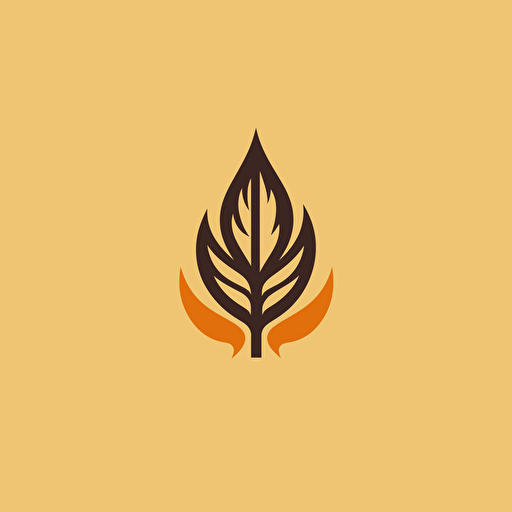 minimalist simple burning leaf, viking rune style, flat, vector