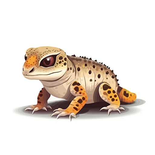 Leopard Gecko reptiles looking straight in the camera, white bg, vector
