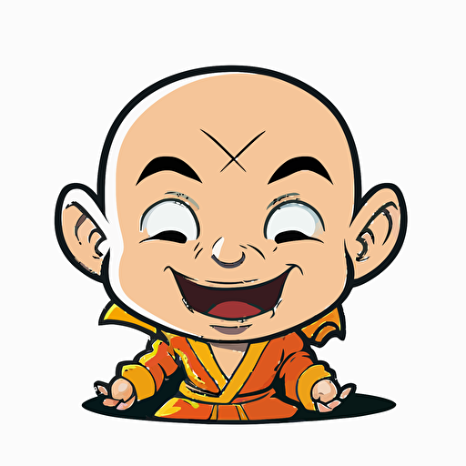 A saturated colorfull baby fur aang, goofy looking, smiling, white background, vector art , pixar style