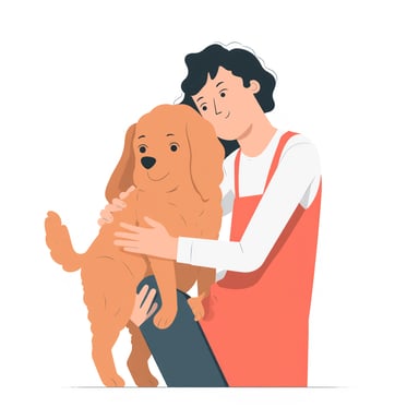 a person hugging a dog