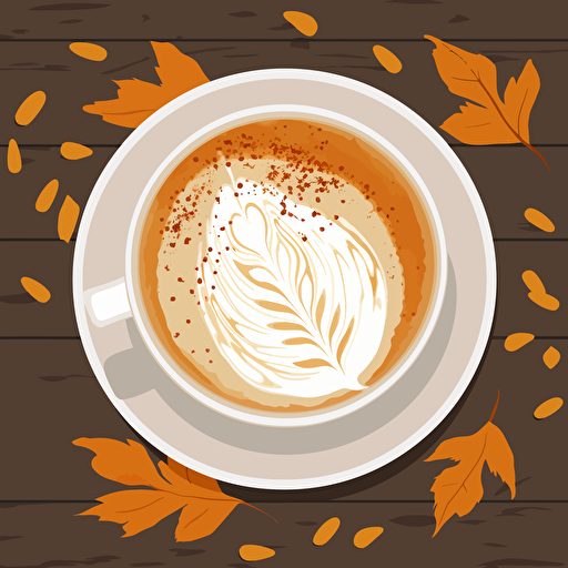 latte seen from above, flatlay, vector flat, PNG, SVG, vector illustration