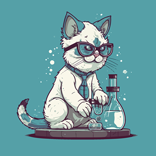 vector illustration of a funny cat scientist with glasses