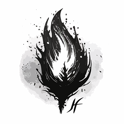 Black & White Vector Art, simple flame, logo, pfp