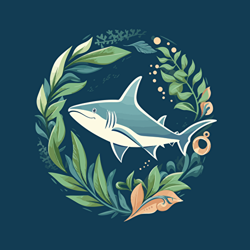 stylished logo, tail of shark, vector, tropical , oval
