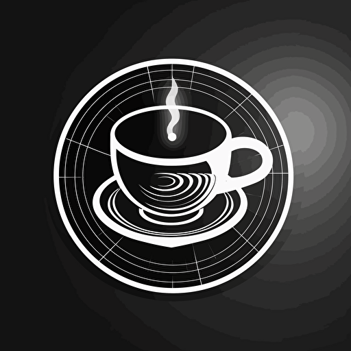 a simple logo, coffee cup, 2D, black and white, vector art, circular design,