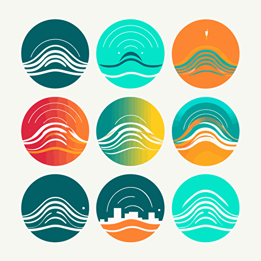 create a simple vector-style logo with rounded radio-waveforms, white backround