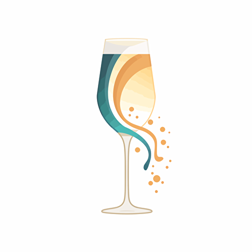 sparkling wine glass, logo, simple, vector white background, modern