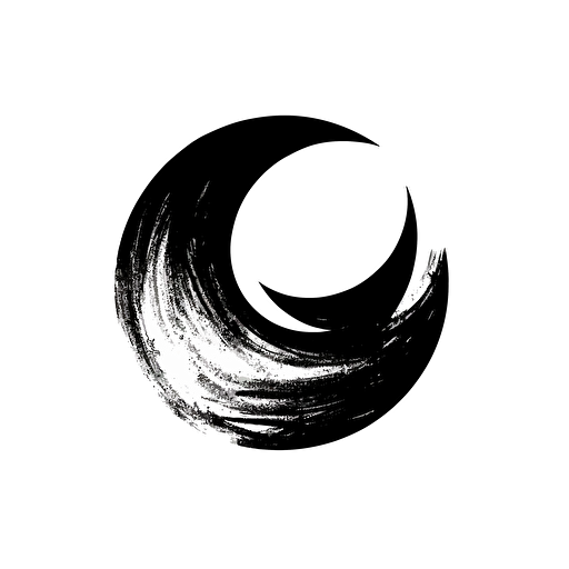 iconic modern pictorial logo of stunning crescent moon with overlayed text "NOX", black vector, white background