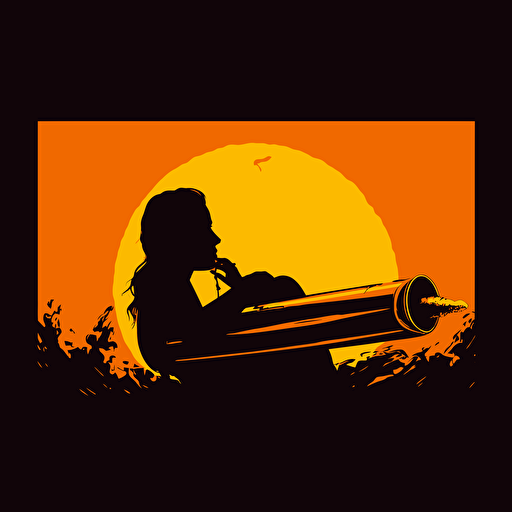 on color vector art silhouette of a smoking bullet casing lying on its side