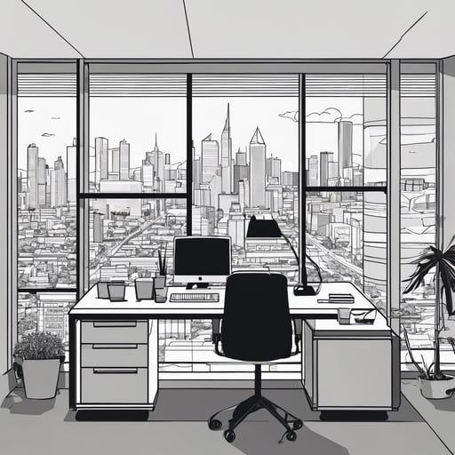 Modern office space with panoramic city view