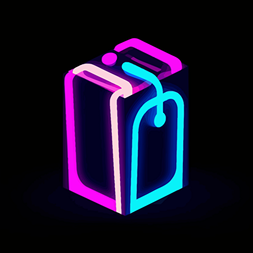 milk box logo, Neon, pink blue white and black, vector simple, fun, creativity, playfulness, high quality