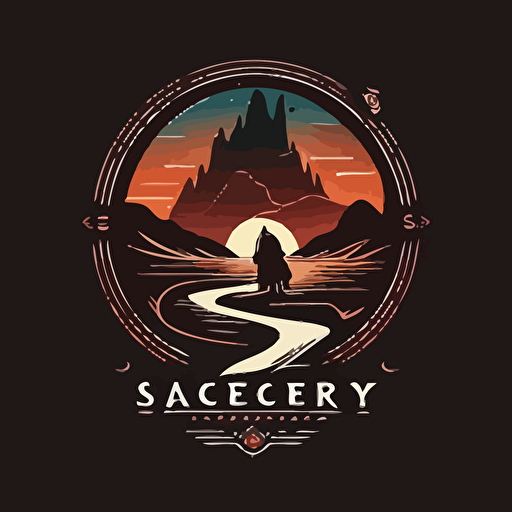 a seeker's journey. logotype, flat vector, simple.