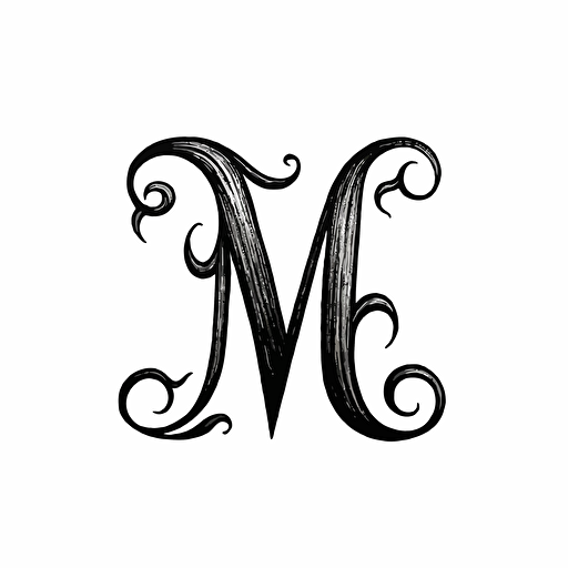 vector image of a letter T and letter M simple black script