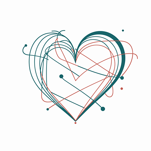 heart connection, simple line vector illustration