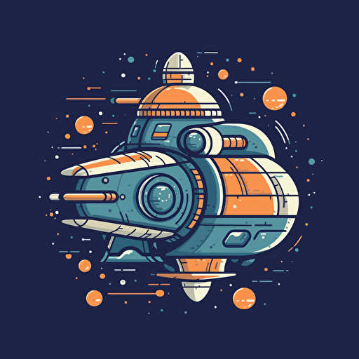 a cute and simplistic space ship, flat vector illustration