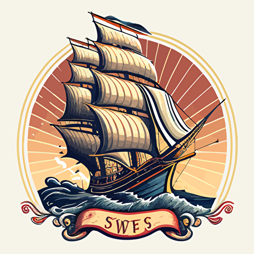 vectorial logo of a simple sailor ship