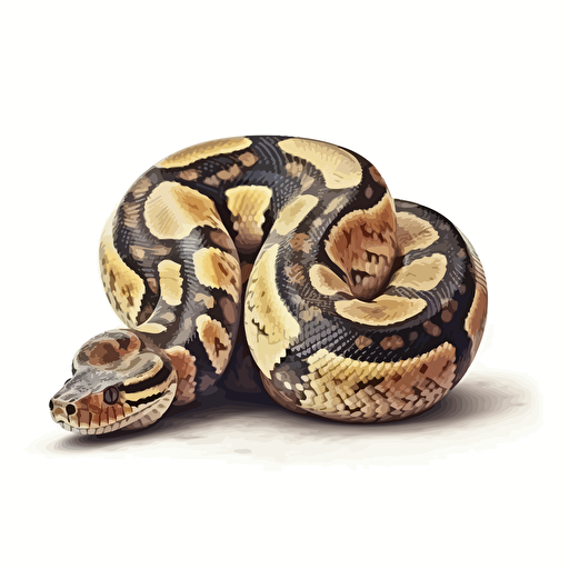 Ball Python reptiles looking straight in the camera, white bg, vector