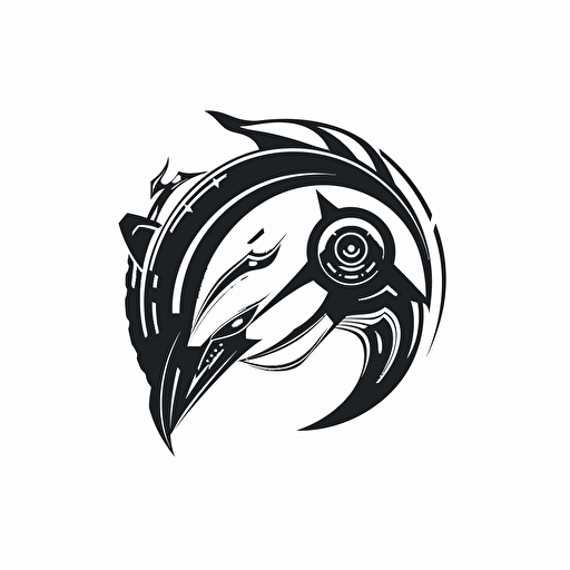 iconic futuristic logo of apex predator orca AI trading bot, vector, creative, black logo on white background,