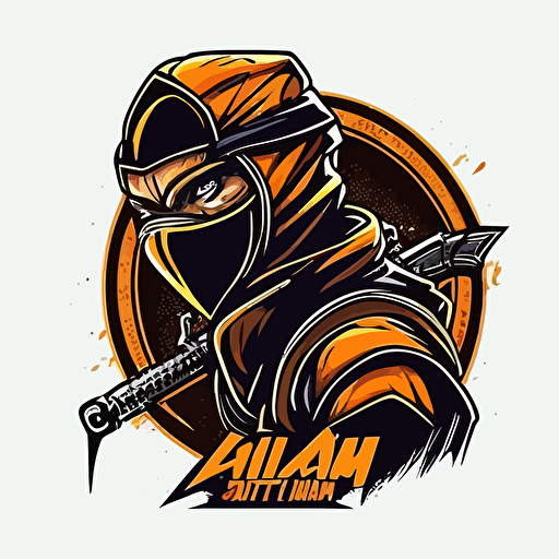 clean ninja logo vector style , outline ,